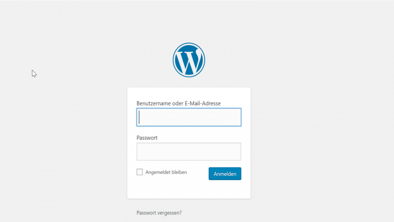 Einloggen bei WordPress im Dashboard