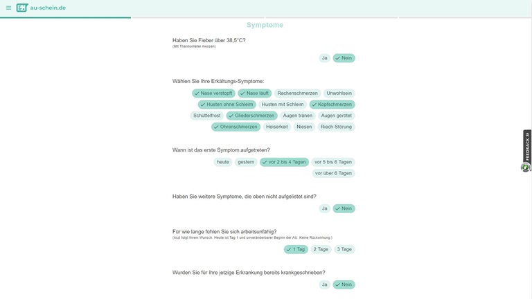 Krankschreibung online bestellen: Diagnose