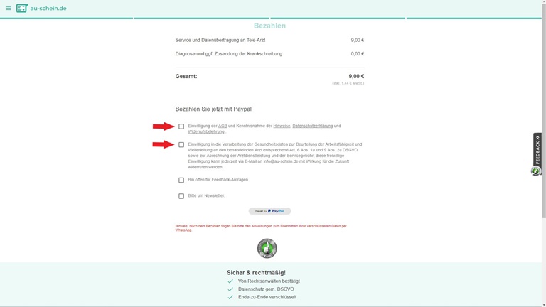 Krankschreibung per WhatsApp: Pers&ouml;nliche Daten eingeben