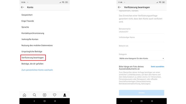 Business-Account bei Instagram verifizieren