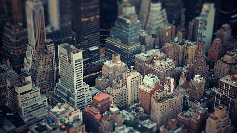 New York aus der Vogelperspektive, aufgenommen mit Lensbaby-Objektiv