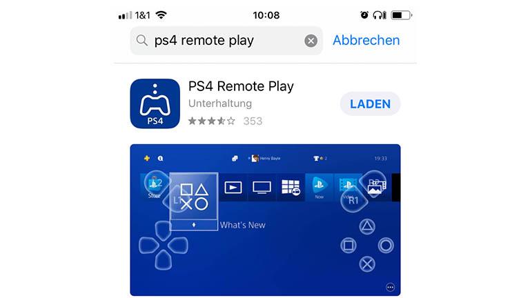 PS4 Remote Play App im App Store, um iPhone und PS4 zu verbinden