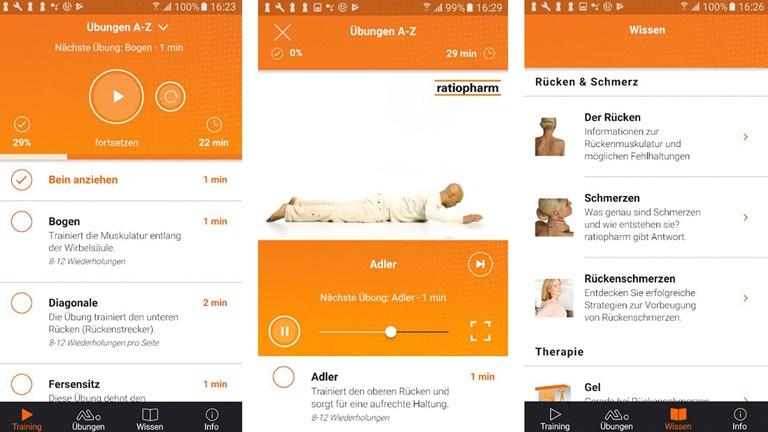 Screenshot Ratiopharm-R&uuml;ckenschule-App Play Store