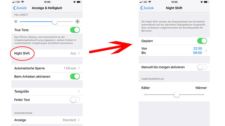 Blaufilter am iPhone aktivieren: Night Shift bei iOS 12
