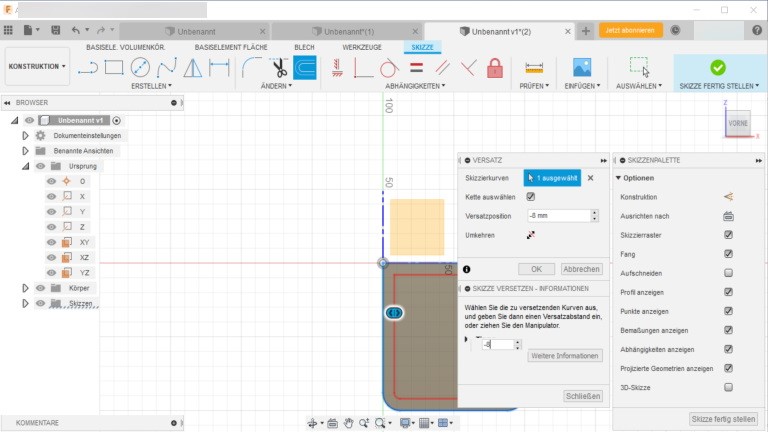 3D-Vorlagen mit Fusion 360: Versatz