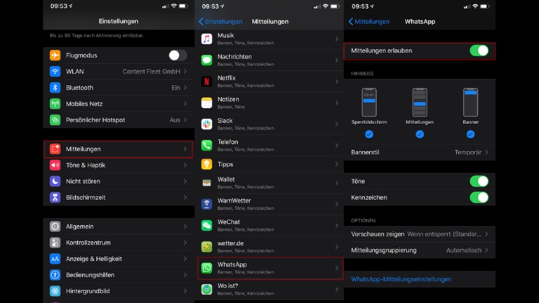WhatsApp-Benachrichtigungen erlauben