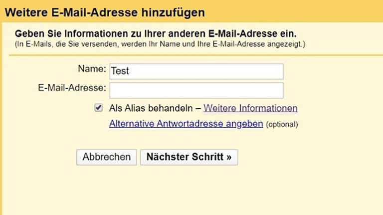 Gmail andere Adresse verwenden