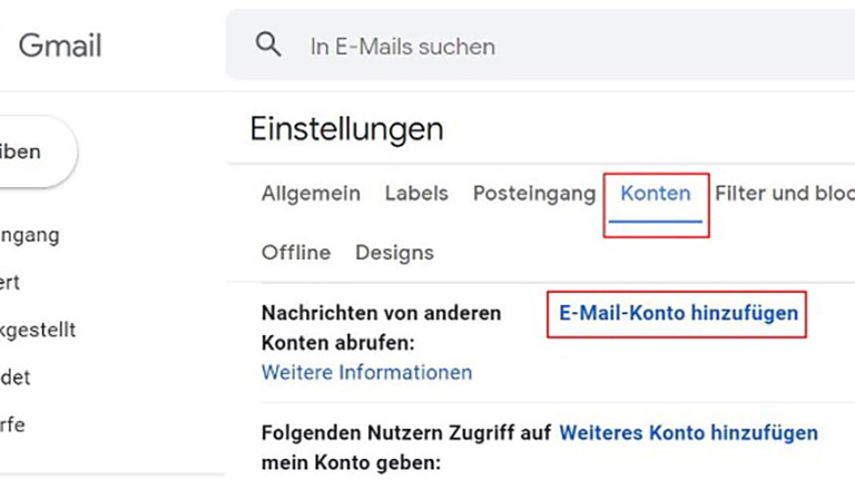 Gmail E-Mail-Konto hinzufügen