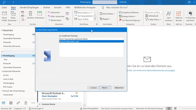 Outlook-Backup über PST-Datei