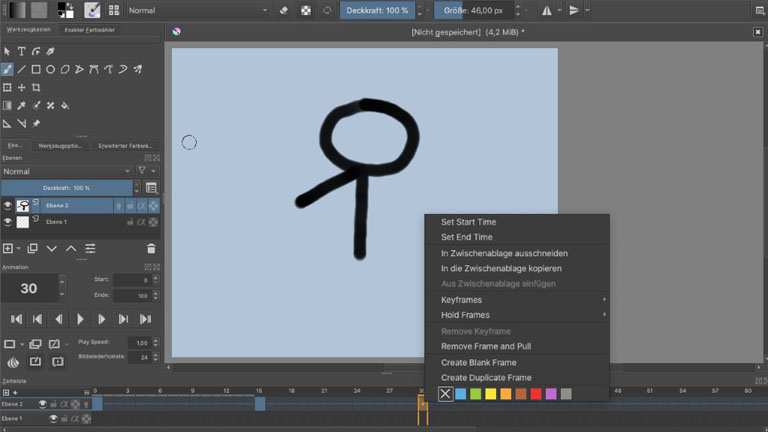 Krita-Animation Frame duplizieren