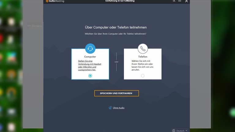 GoToMeeting-Anleitung: Vor dem ersten Meeting die Audio-Option auswählen