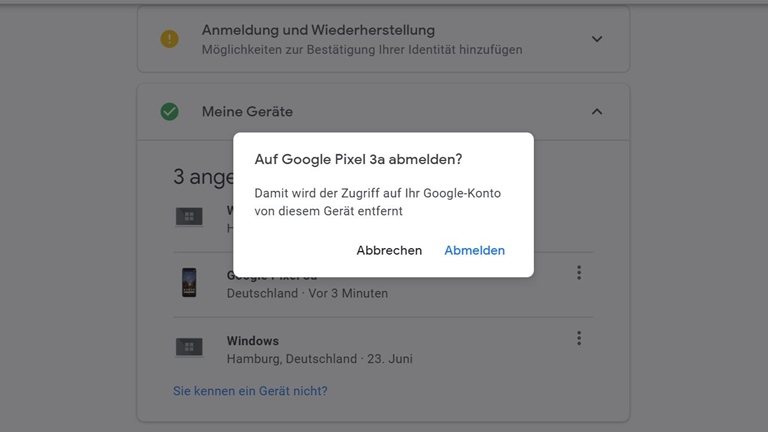 Geräte vom Google-Konto entfernen