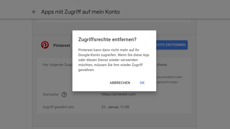 Google-Konto Apps den Zugriff verwehren