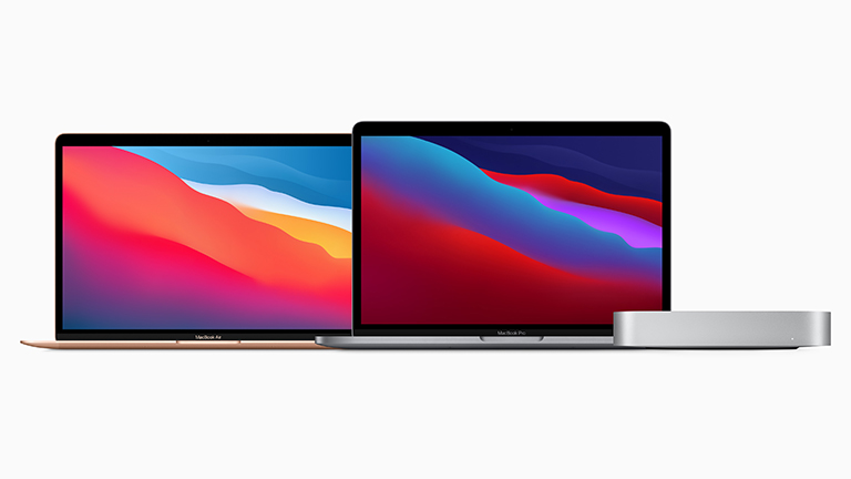 Produktfoto der aktualisierten Mac-Systeme: MacBook Air, MacBook Pro und Mac mini.