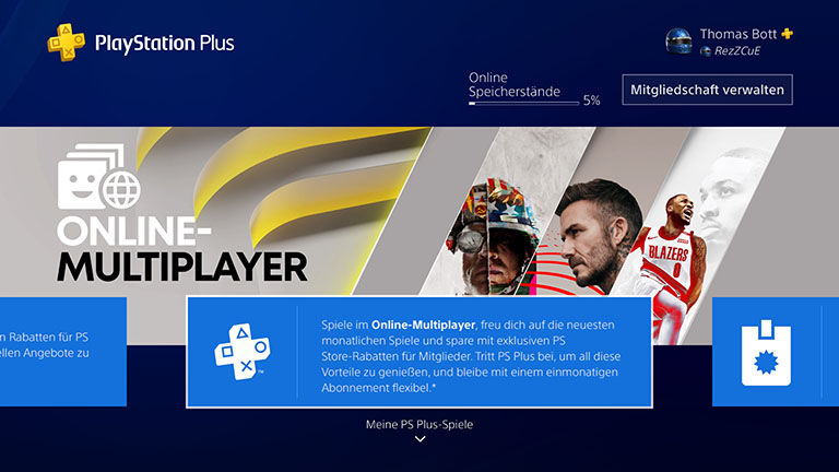 Screenshot einer PS-Plus-Seite auf der PS4.