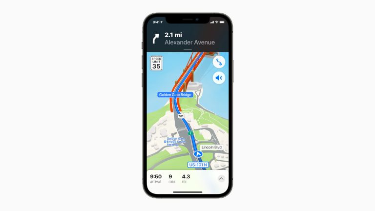 Ein Screenshot von Apple Maps zeigt einen auf einer 3D-Karte eingezeichneten Zebrastreifen.