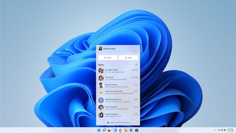 Screenshot von der integrierten Teams-App unter Windows 11.