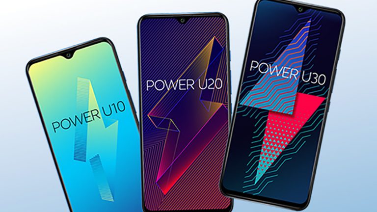 Die drei neuen Wiko-Smartphones Power U10, Power U20 und Power U30 nebeneinander.