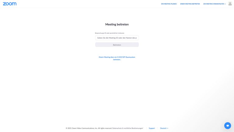 Screenshot des Meeting-Beitritts bei Zoom.