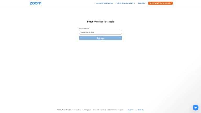 Screenshot des Meeting-Beitritts bei Zoom.