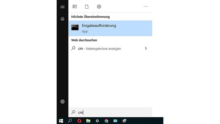 Screenshot Windows Startmenü Suche
