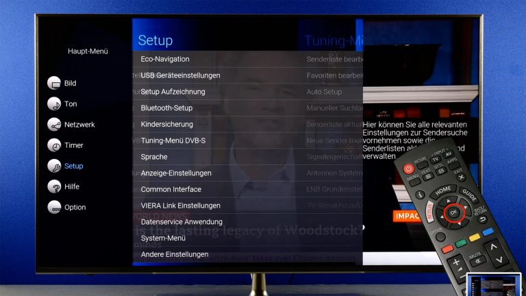 Screenshot des Sendersuchlaufs auf einem Panasonic-TV.