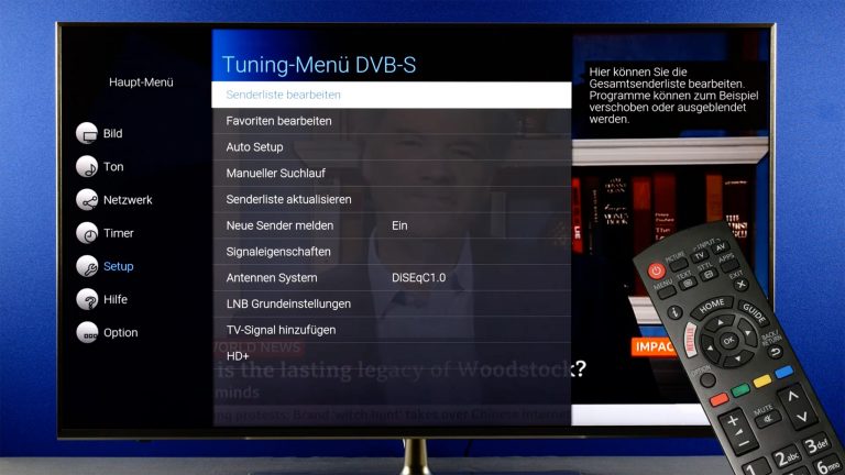 Screenshot des Sendersuchlaufs auf einem Panasonic-TV.