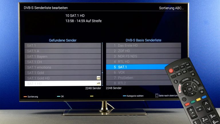 Screenshot eines Panasonic-TV, auf dem gerade Sender getauscht werden.