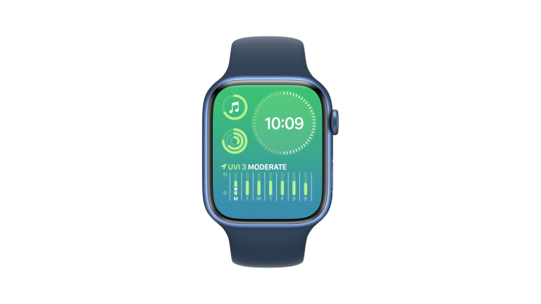 Foto einer Apple Watch, auf der ein neues Watchface zu sehen ist.