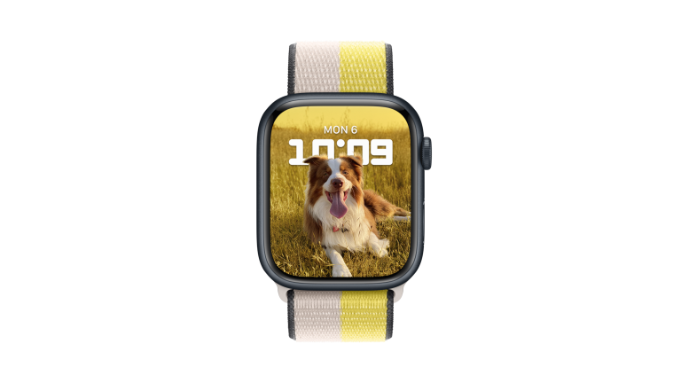 Foto einer Apple Watch, auf der ein neues Watchface zu sehen ist.