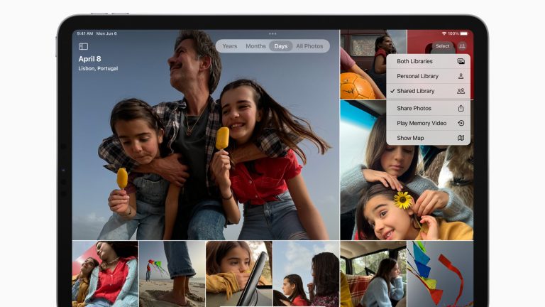 Auf einem iPad ist ein geteiltes Album zu sehen – eine der neuen Funktionen unter iPadOS 16.