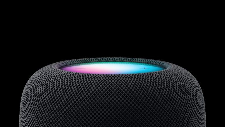 Nahaufnahme der Oberseite vom neuen HomePod der zweiten Generation.