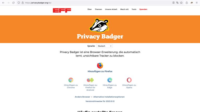 Das Add-on Privacy Badger zeigt auf einen Blick, welche Nutzer-Informationen versteckt und welche preisgegeben werden.