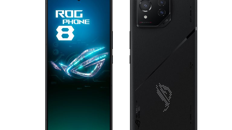 Das ROG Phone 8 von vorne und hinten auf weißem Grund.