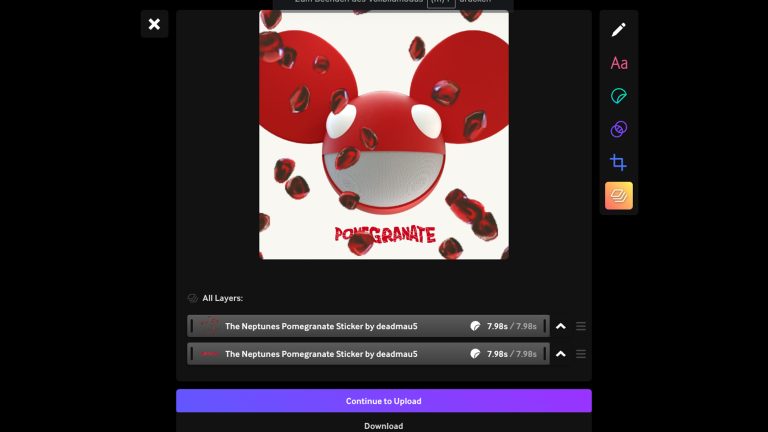 Blick auf den GIPHY-Editor, in dem ein roter Mau5head zu sehen ist.