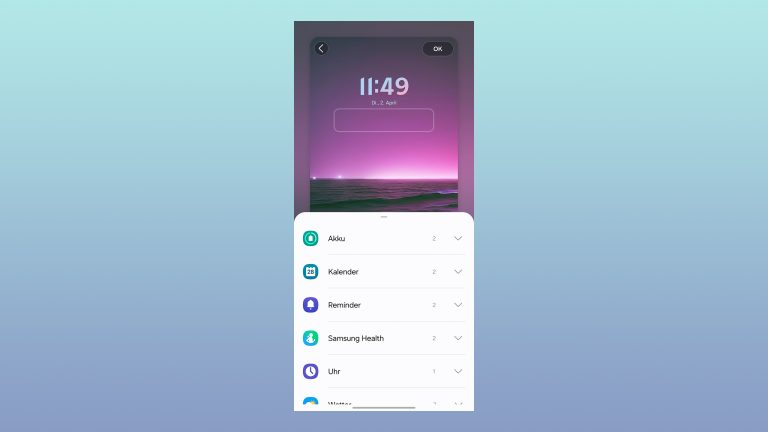 Blick auf die Lockscreen-Optionen unter One UI 6.