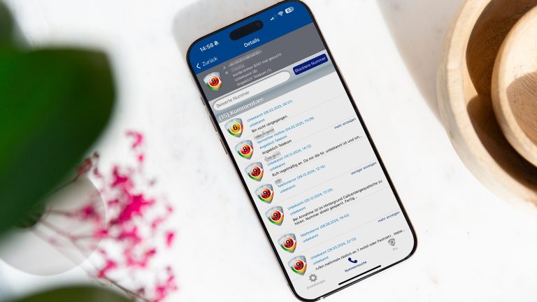 Die Tellows-App auf einem Smartphone.