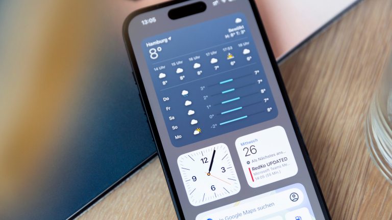Screenshot von einem iPhone, auf dem Widgets in der Sidebar zu sehen sind.