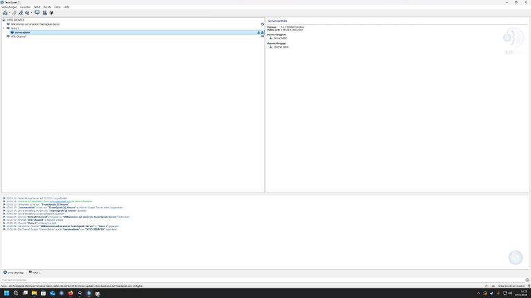 Screenshot von TeamSpeak 3, auf dem ein eigener Server zu sehen ist.