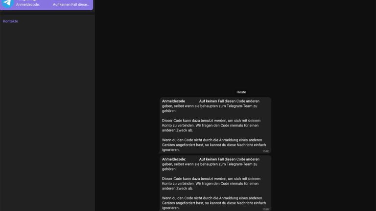 Screenshot der Benutzeroberfl&auml;che von Telegram Web.
