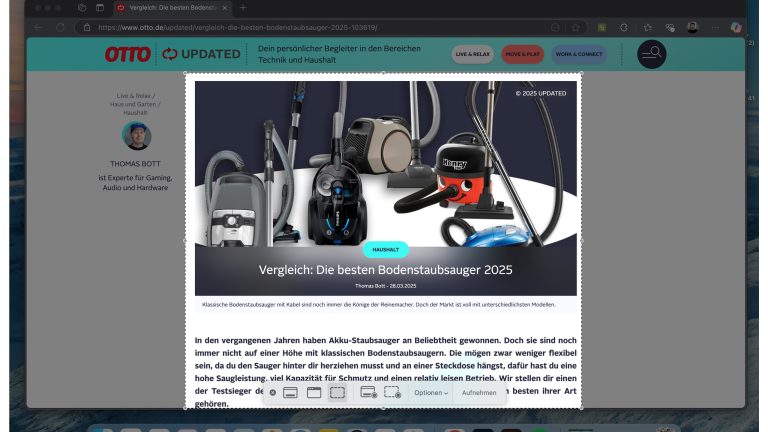 Screenshot der Bildschirmfoto-App unter macOS Sequoia.