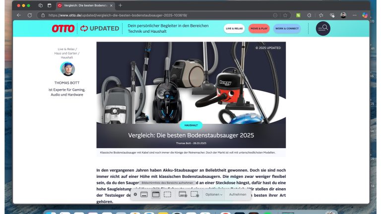 Screenshot der Bildschirmfoto-App unter macOS Sequoia.