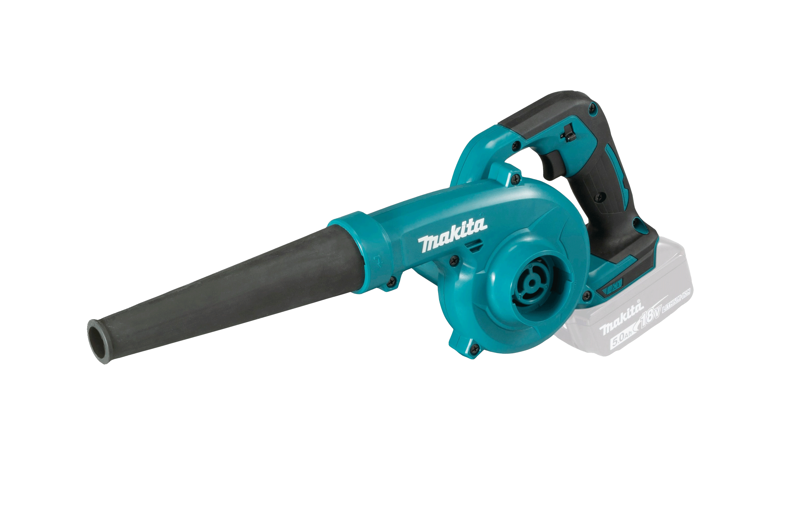 Der Makita DUB185Z Akku-Laubbl&auml;ser freigestellt auf wei&szlig;em Hintergrund.