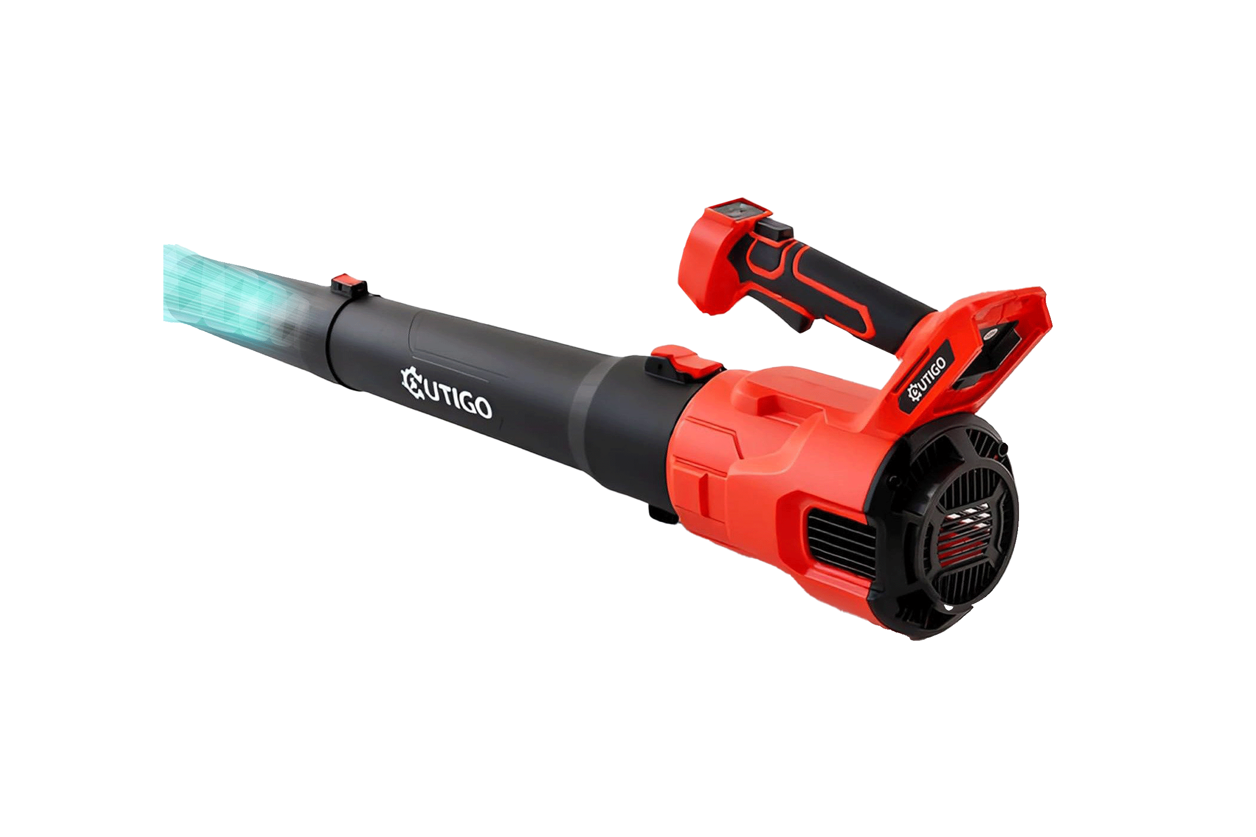 Der Outigo Akku-Laubbl&auml;ser freigestellt auf wei&szlig;em Hintergrund