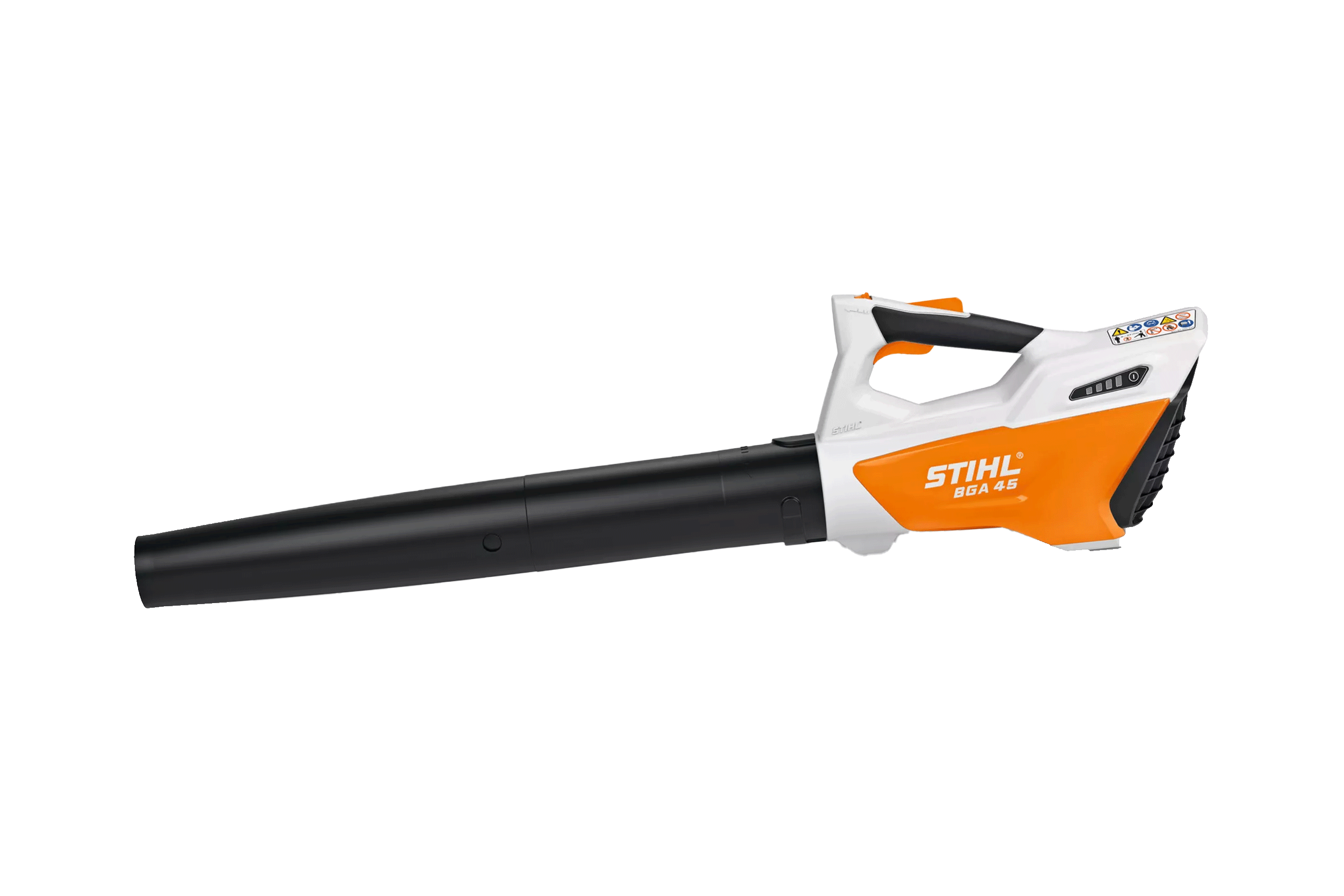 Der STIHL BGA 45 Akkulaubbl&auml;ser freigestellt auf wei&szlig;em Hintergund