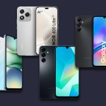 Bild mit vier Smartphone-Freistellern vor dunkelblauem Grund.