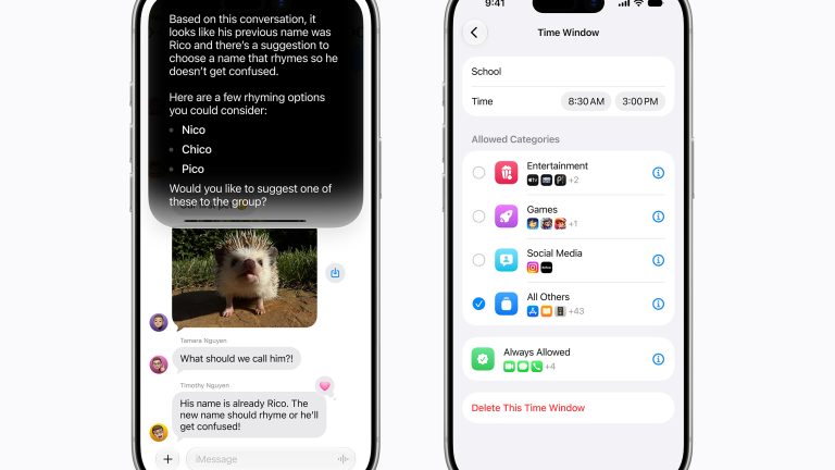 WWDC, Endlich neue Siri – mit großem Haken Zwei iPhones nebeneinander, auf denen neue Funktionen von Siri AI zu sehen sind.