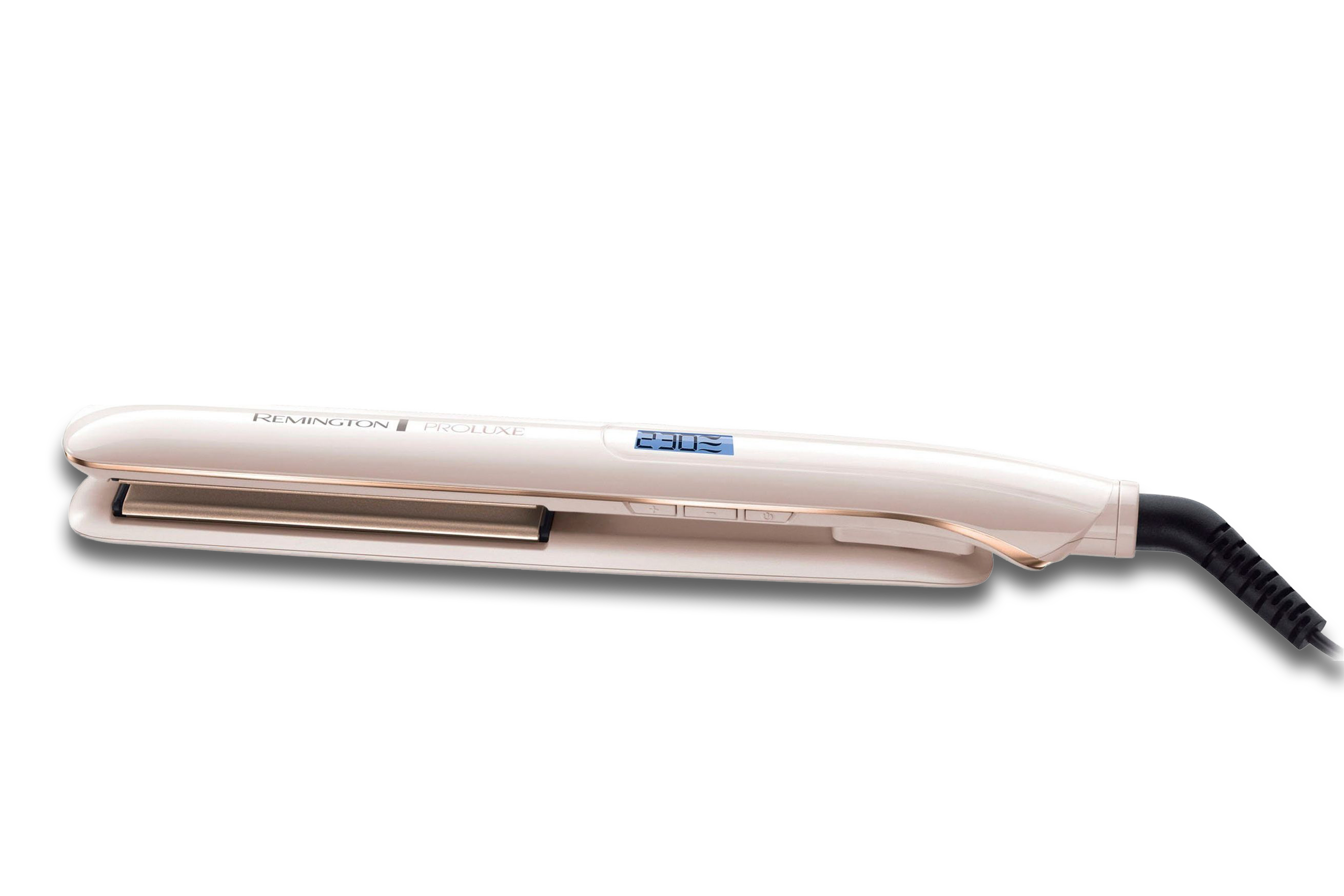 Das REMINGTON Glätteisen PROluxe S9100 freigestellt auf weißem Hintergrund.