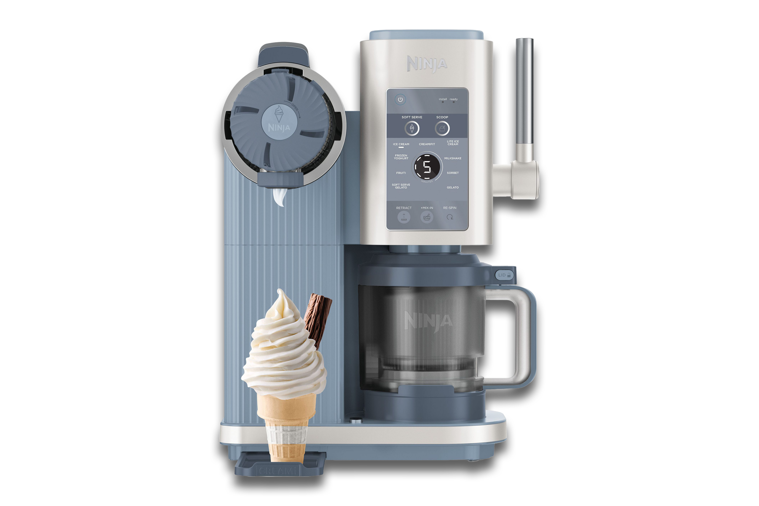 Ninja CREAMi Scoop & Swirl 13-in-1 freigestellt auf weißem Hintergrund