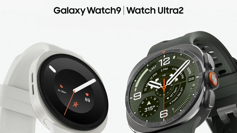 Die beiden neuen Smartwatches von Samsung auf weißem Hintergrund. Darüber stehen die Namen der Geräte.